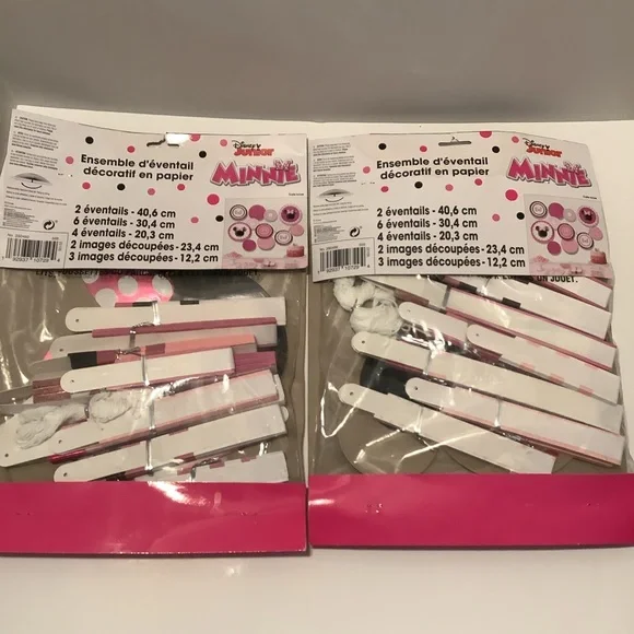 Disney‎ Minnie Mouse Paper Fan Decorating Kit - Pink and Black 2 PK - Picture 5 of 7